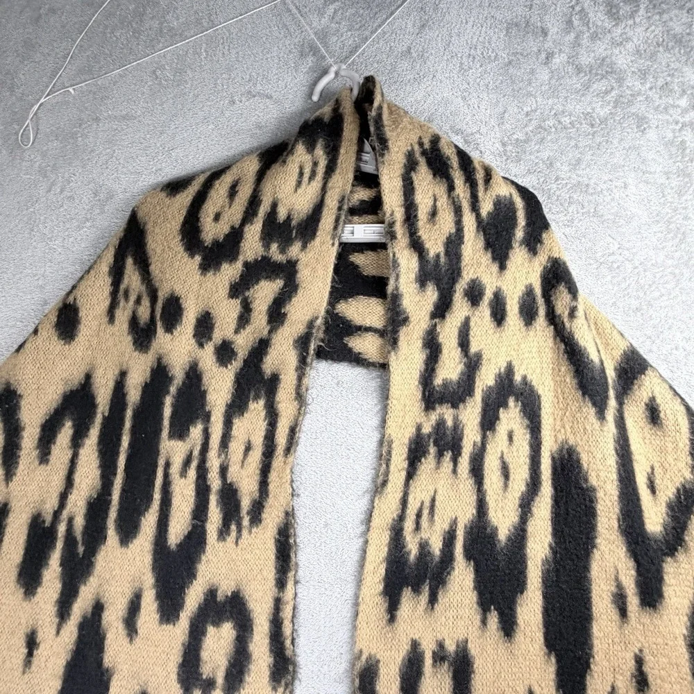 Betsey Johnson Leopard Print Scarf Tan Black Cozy Soft Statement‎ Wrap OS